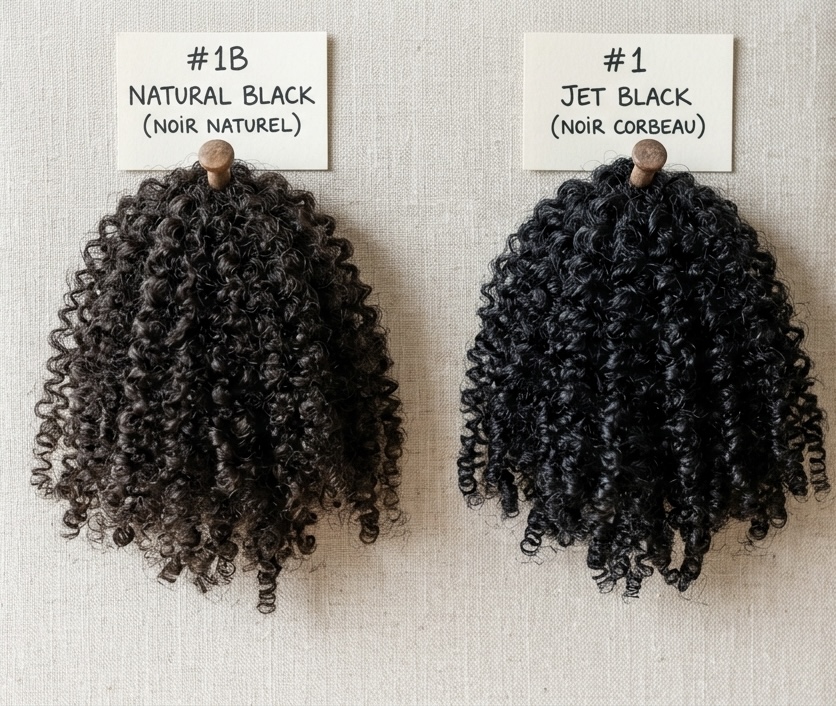 Référence couleurs : #1B Natural Black (noir naturel) et #1 Jet Black (noir corbeau)