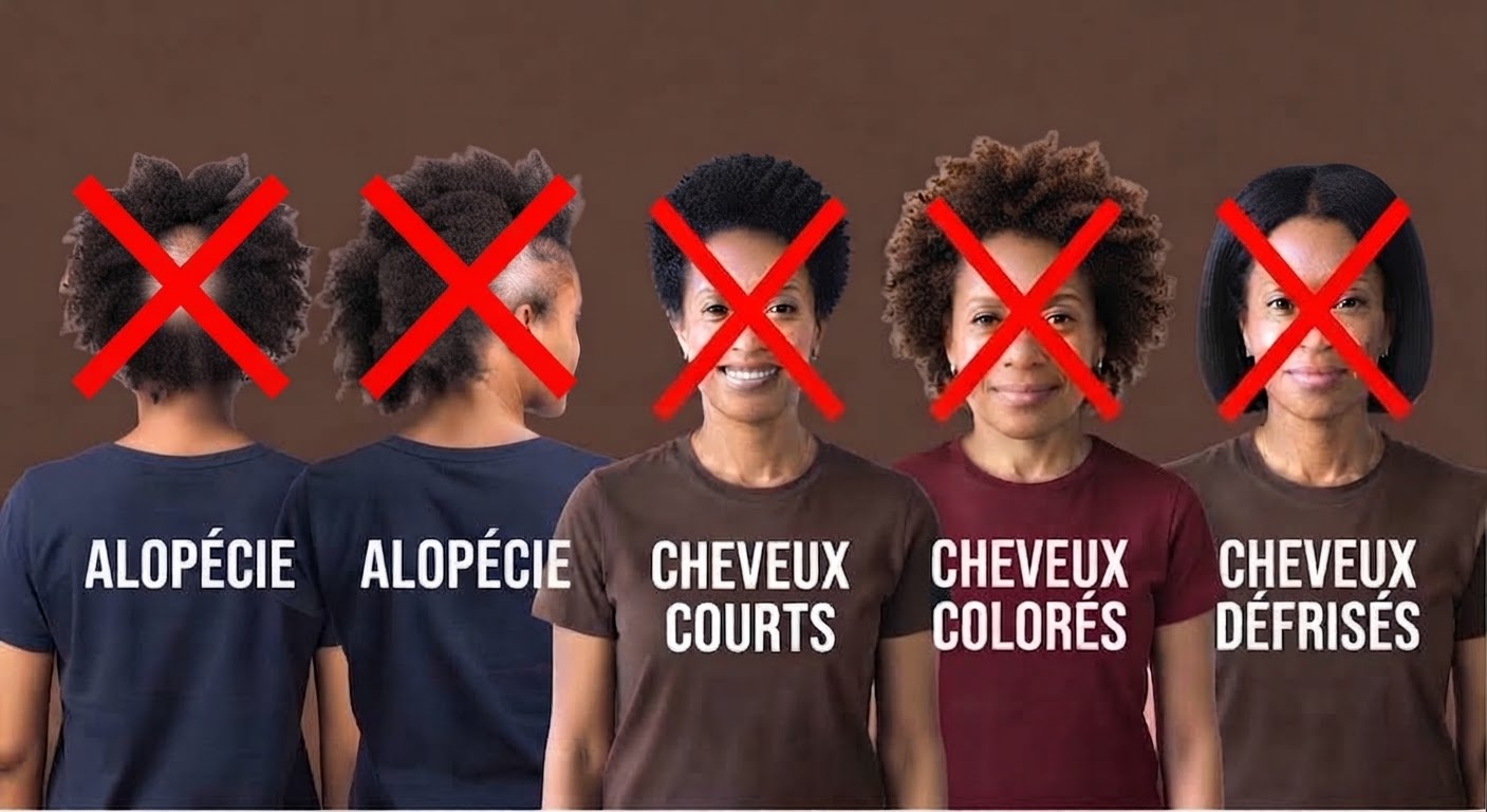 Cas non éligibles : alopécie, cheveux courts, cheveux colorés, cheveux défrisés